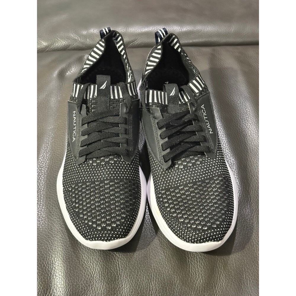 Nautica Men's Nori Knit Slip-On Sneakers Black/White - Size 9 Excellent
